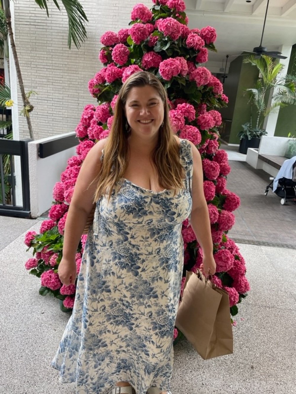 Reformation Nikita Blue and Cream Floral Maxi Dress